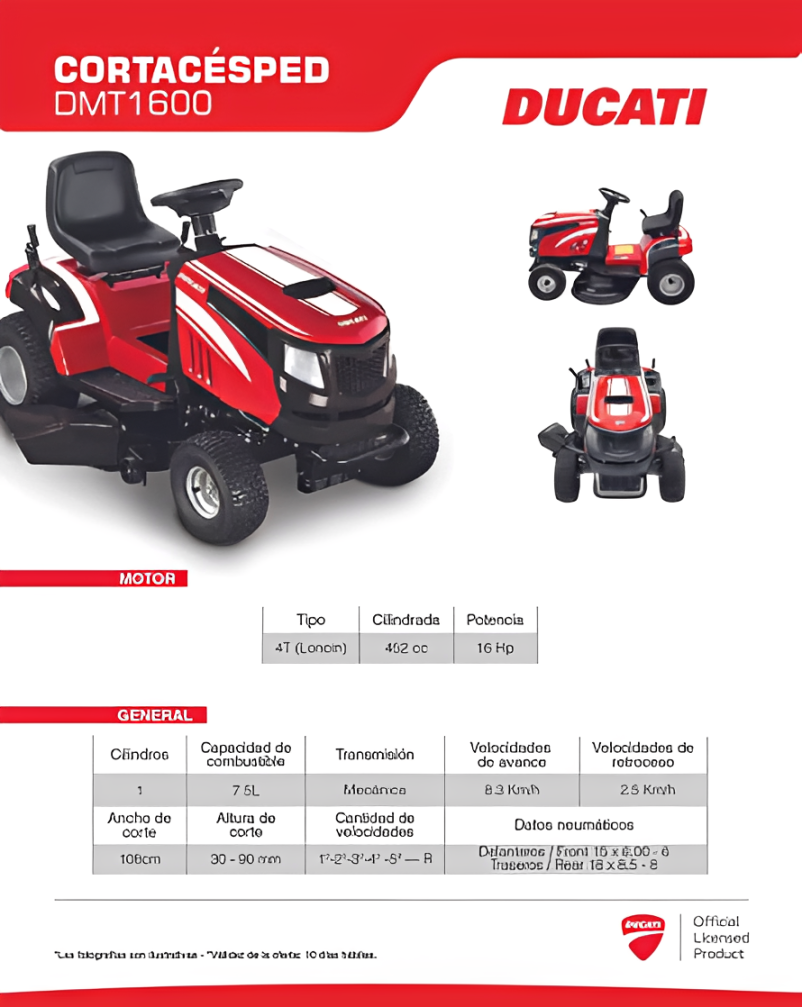 Tractor Cortacesped Ducati Dmt1600 - Mot